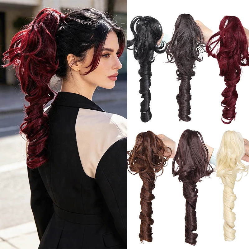 Clip-in Spiral Curls Ponytail – Synthetic Hair, Multiple Color Options, Comfortable for All-Day Use