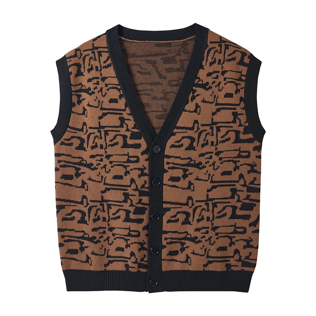 Ferris Bueller Cosplay Costume Sweater Vest Ferris Bueller's Day Off Ferris Costume Brown And Black Casual Knitted Cardigan Vest