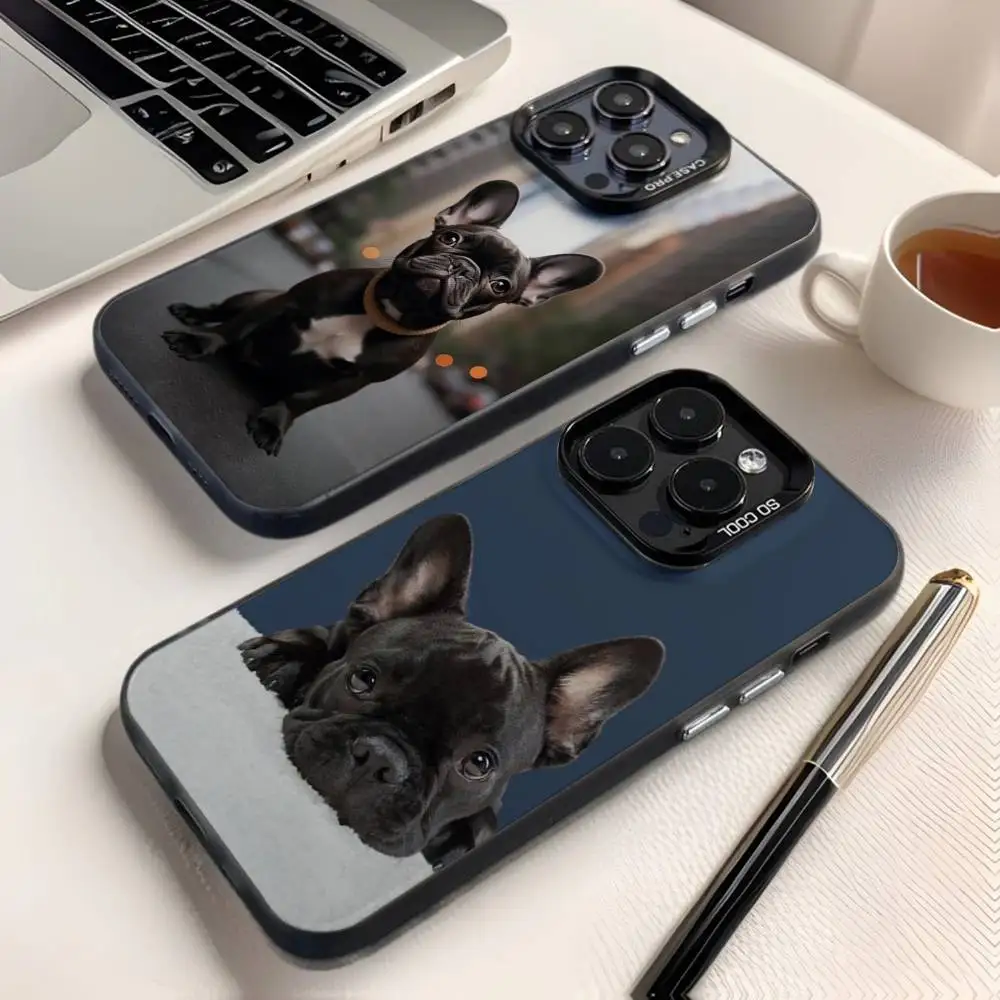 

french bulldog Phone Case For iPhone 16,15,14,13,12,11,8,7,Pro,Max,Plus,Mini,XS,SE Anti Fall Black Matte Hard