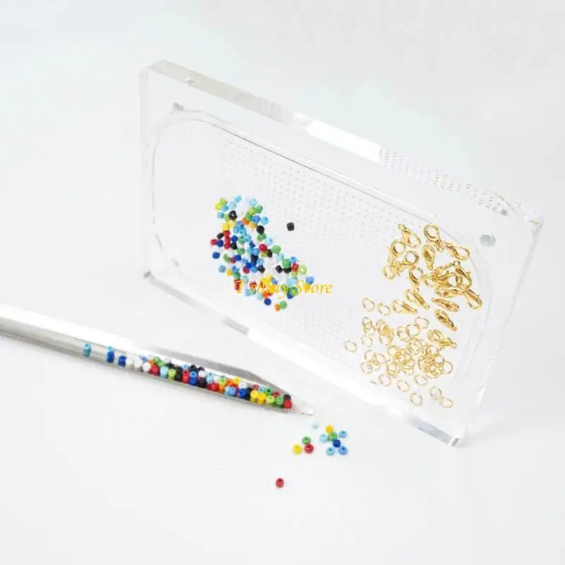 N58F Beading Essential Tool Kits Metal Bead Scoopers and Washable Silicone Mat Pearls Gathering Spoon and Slip Resistant Pad