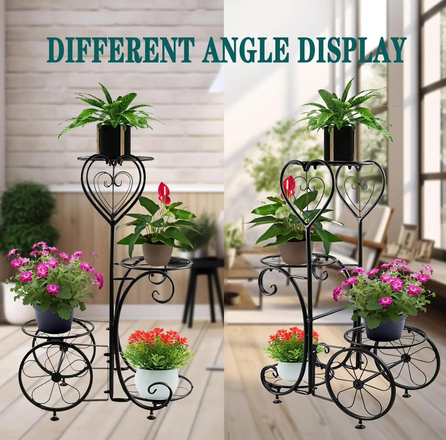 Metal Plant Stand Shelf for Indoor Outdoor Plants Multiple, 4 Tier Tall Corner Vertical Stands, Tiered Flower Pot Holder Rack