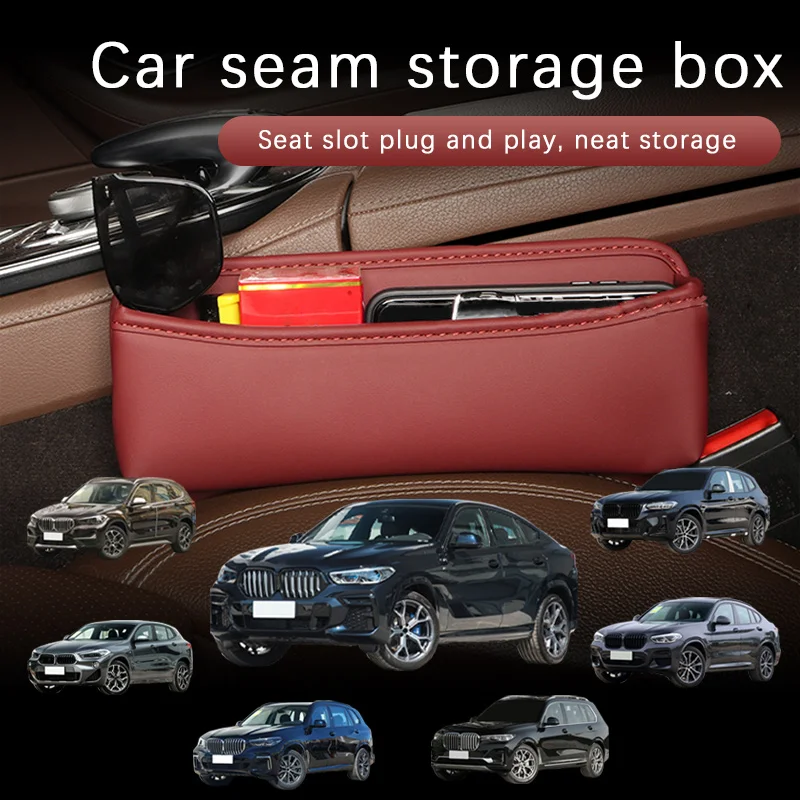 Leather Car Seat Gap Organizer Multifunction Console Storage Box Car Interior Storage Pocket For BMW X1 X2 X3 X4 X5 X6 X7 E39