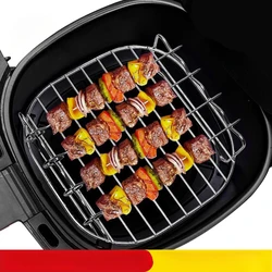 Zestaw do grilla zewnętrznego ze szaszłykami, kwadratowa frytownica powietrzna, grill, parowiec, uchwyt do grilla ze stali nierdzewnej