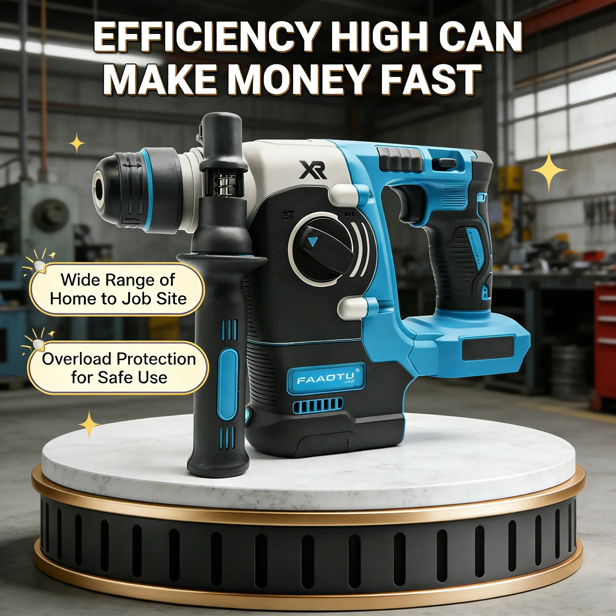 FAAOTU 273 Cordless Brushless Rotary Hammer -MT-level Power, for Drilling and Chiseling Tasks Suitable for MT battery NO battery