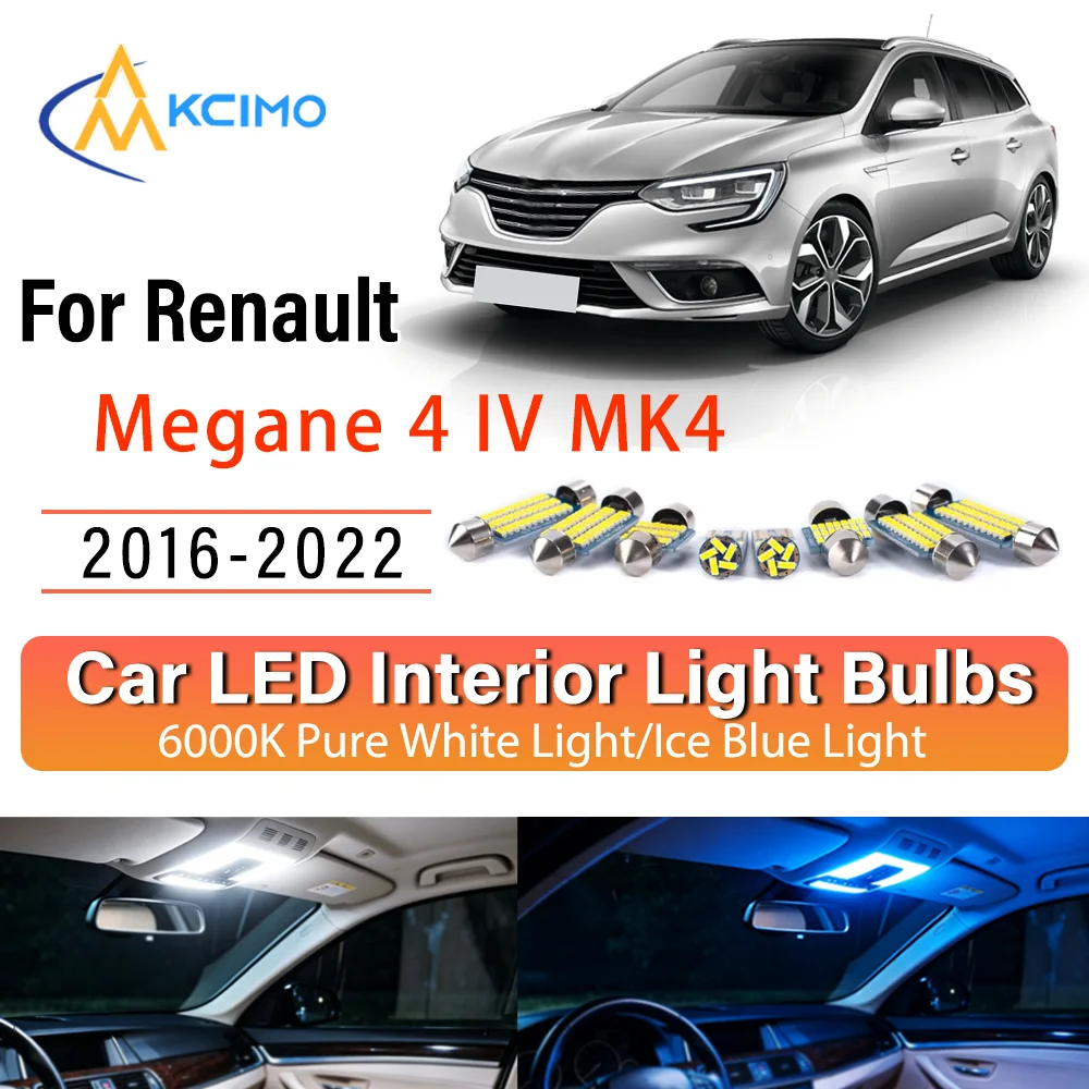 For Renault Megane 4 IV MK4 2016-2022 2017 Illuminating LED Car Interior Bulb Refit Pack Direct Fit Overhead Reading Cargo