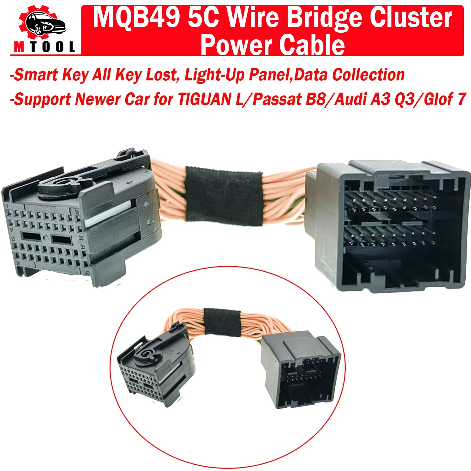 

MQB49 5C Cable MQB 49 Smart Key All Key Lost Support Newer Car for TIGUAN L/ Passat B8/ Audi A3 Q3/ Glof 7 Collect Data Light-Up