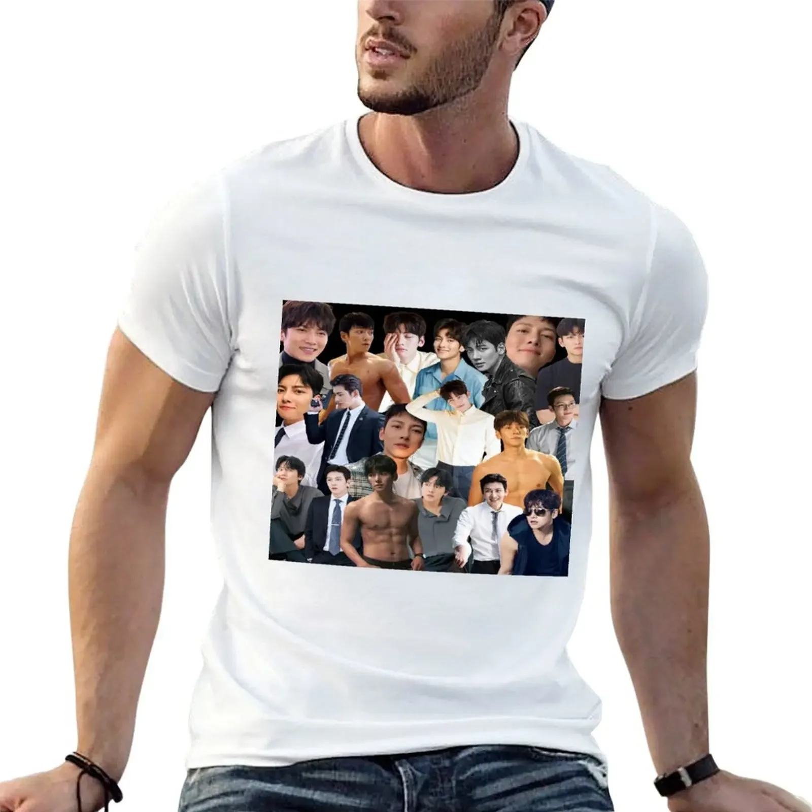 Ji Chang-wook photo collage T-shirt blanks new edition quick drying men graphic t shirts