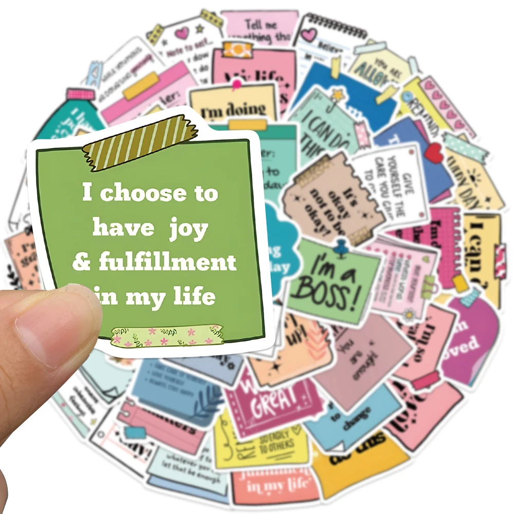 50pcs Self Affirmation Inspirational Tags Stickers Aesthetic Graffiti Decals For Laptop Luggage Skateboard Water Bottle Stickers