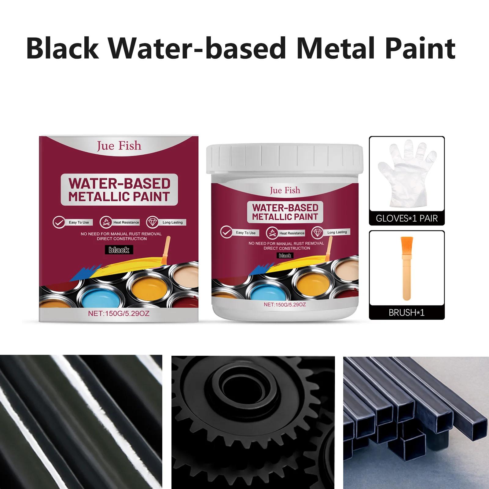 

150g Metal Rust Remover Waterproof Anti-corrosion Water Based Metallic Paint Automobile Wrought Wrought Brush Set Conversion