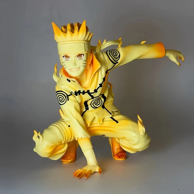 

10cm Anime Chakura Uzumaki Naruto Figure Gold Figurine Gk Six Paths Forms Uzumaki Statue Battle Model PVC Collection Toys Gift