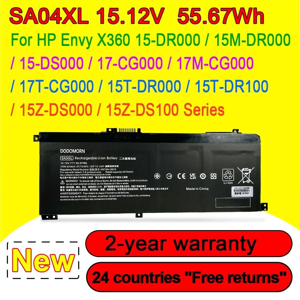 

NEW SA04XL Battery For HP Envy X360 15-DR 15-DR0010TX Series Notebook HSTNN-OB1F HSTNN-OB1G HSTNN-UB7U L43248-541 L43248-AC1