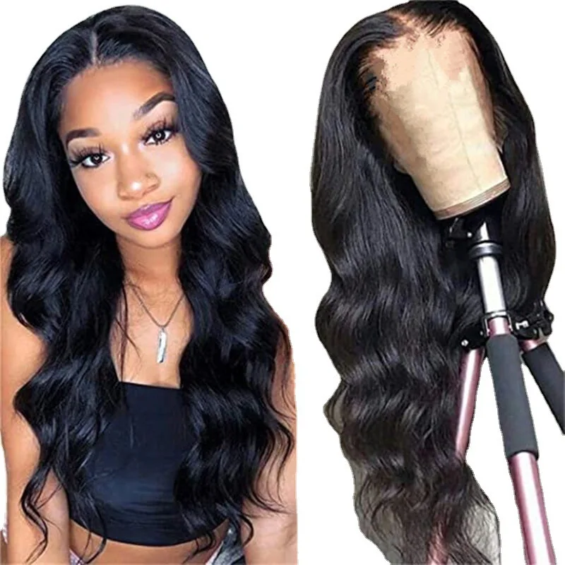 European and American wig, women's synthetic full head cover, big wavy black, medium split, long curly hair