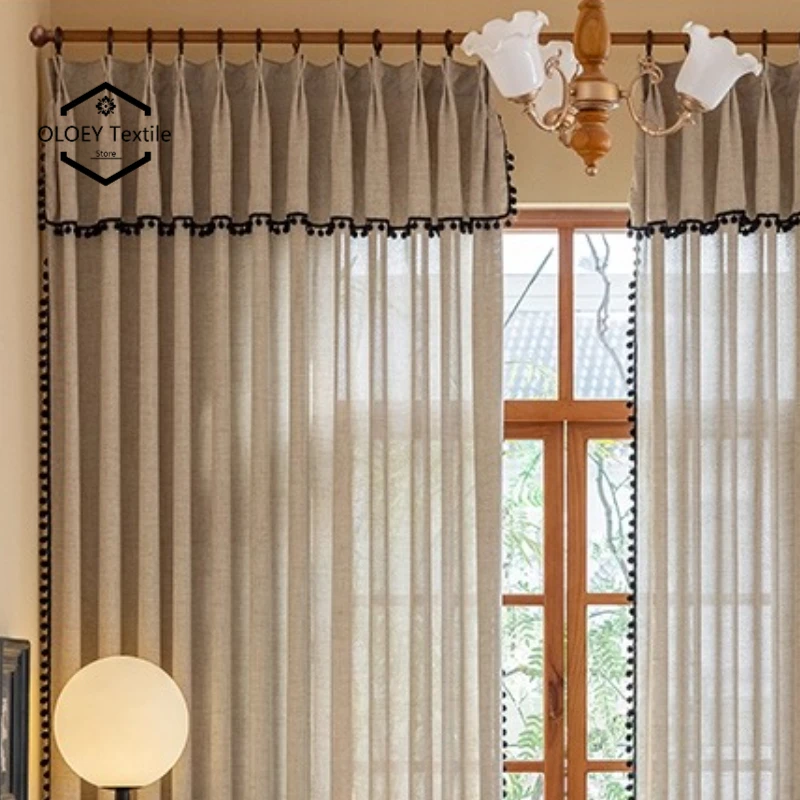 

Linen Sheer Curtains Light Filtering Panels for Balcony Living Room Bedroom New Natural Style Semi Private Translucent Drapes
