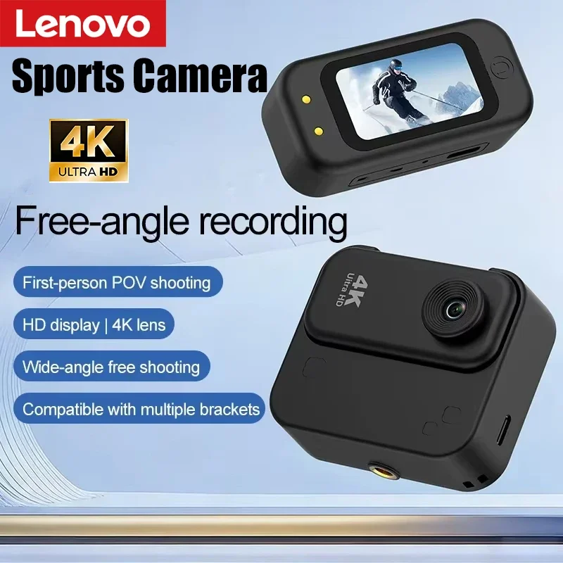 Lenovo Mini Sports Camera 4K 1080P HD Screen Action Camcorder Separable Anti-Shake Vlogging Video Audio Recorder Outdoor
