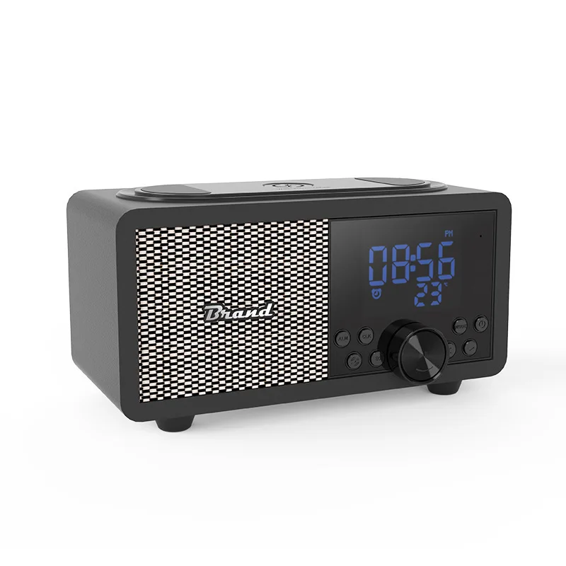 

Wooden Retro Bluetooth Speaker, LCD Screen, Wireless Charging TF Clock, Multifunctional Speaker