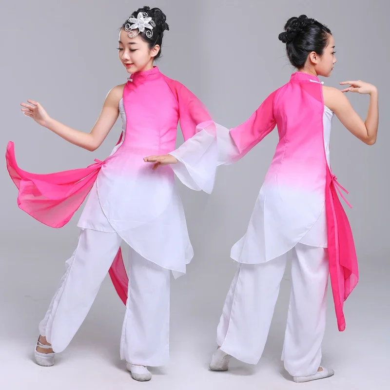 Children's classical costumes yange dance elegant ink Chinese wind umbrella dance clothing children's dance clothes