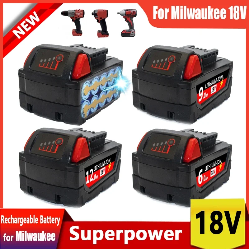 

18 в для аккумулятора Milwaukee M18 M18B6 XC 9,0 Ач li-ion 48-11-1860 48-11-1852 или зарядного устройства 48-11-1850 48-11-1840, беспроводные электроинструменты