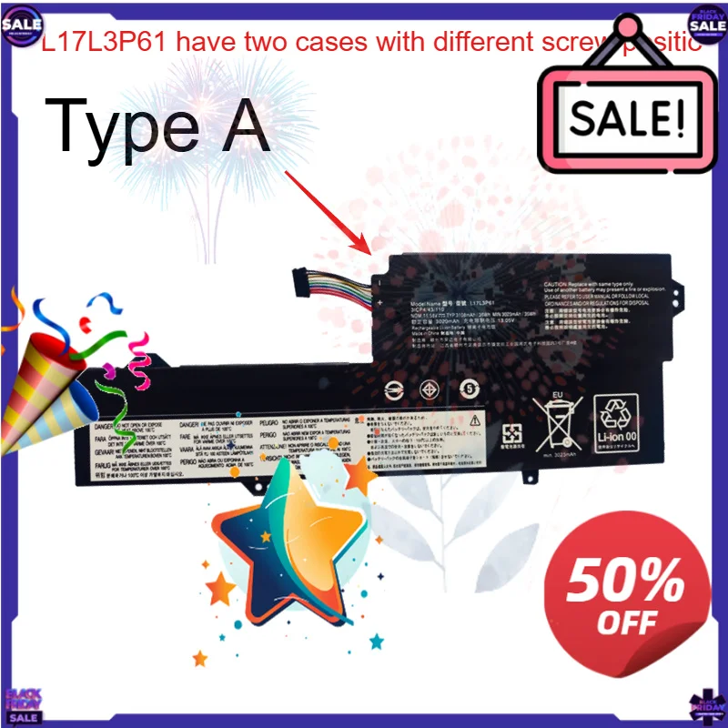 SWZY New 36Wh L17L3P61 Laptop Battery for Lenovo IdeaPad 320S-13IKB YOGA 720-12IKB 13IKB  81AK003HMX 81B5003QUS L17C3P61 L17M3P6