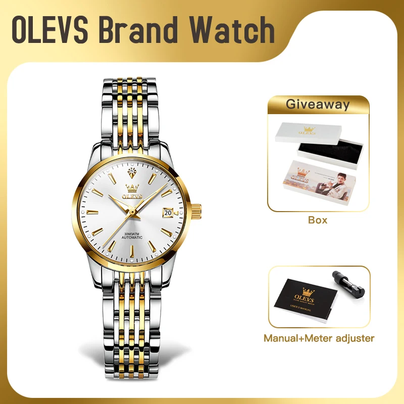 

OLEVS 6635 Women Watch Original luxury Brand Mechanical Watchs Waterproof Luminous Reloj Automatic Date Watches For Women Gifts