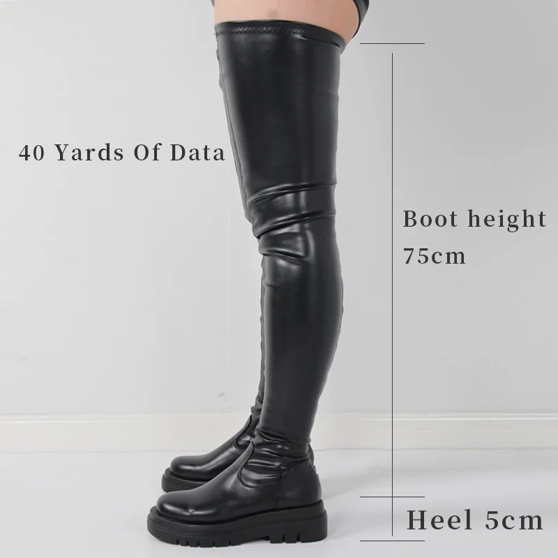 2024 Winter Thigh High Boots Women Platform Boots Chunky Heels Thick Bottom Slim Punk Style Big Size 35-43 Over The Knee Boots