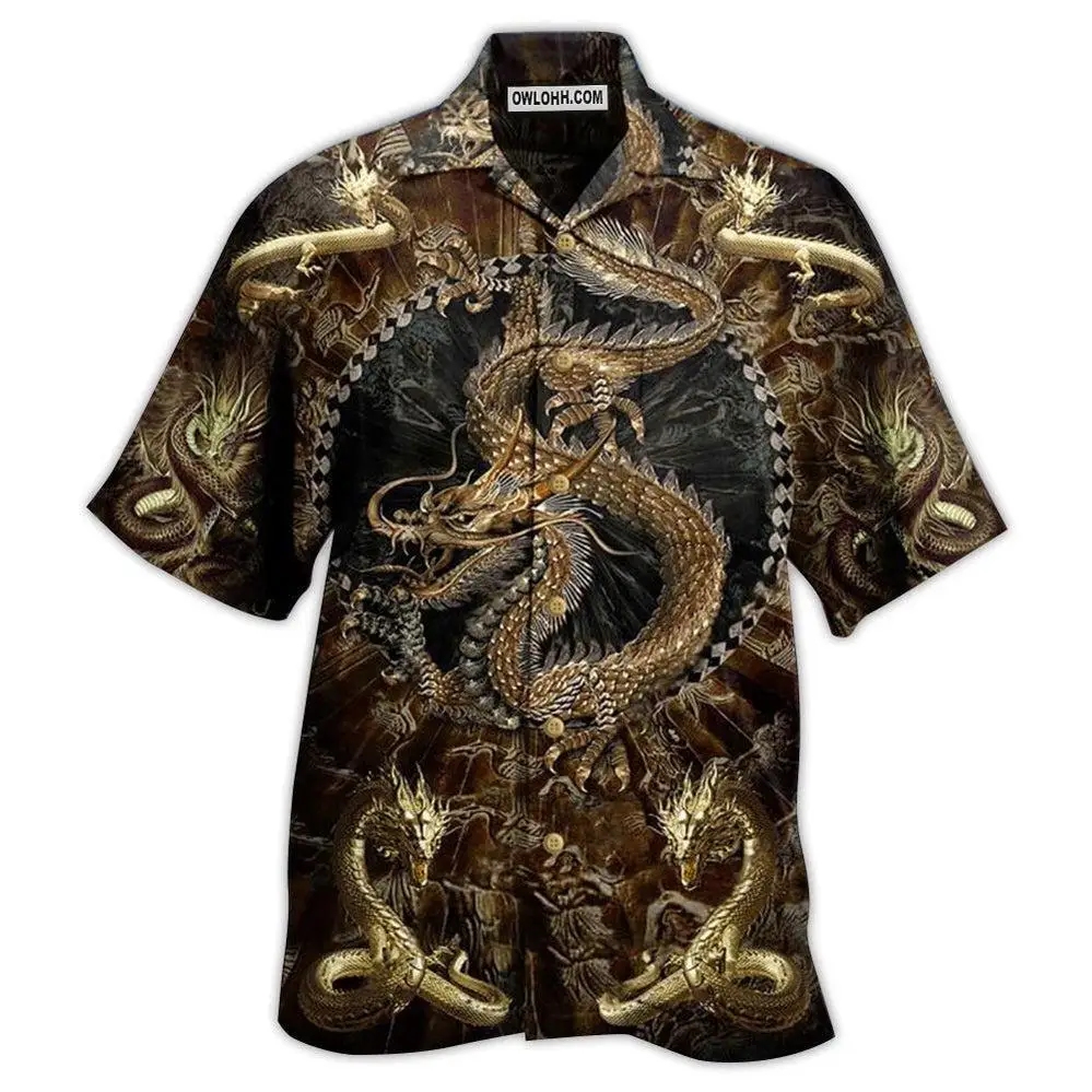 Summer Beach 3D Print Dragon Loose Short Sleeve Retro Shirt For Streetwear Camisas Casuais Hawaiian Blouse Slim Fit Men Clothing