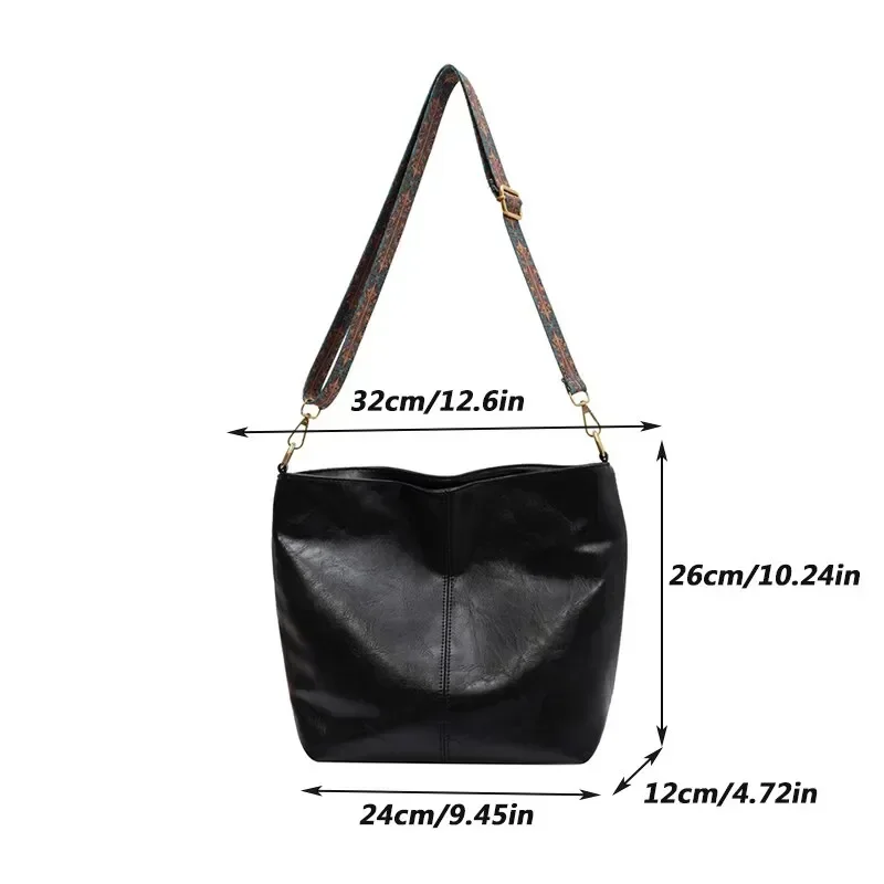 1pc WOMEN'S Retro Solid Color PU Large Capacity Shoulder Bag, Crossbody Bag, Suitable for Girls, Office Workers, Daily Commuting