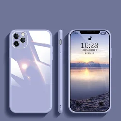 Funda de silicona suave con marco para iPhone, carcasa trasera de vidrio templado YTT para modelos 15, 14, 13, 12 Mini, 11 Pro, XS Max, XR, X, SE 2022, 2020, 8, 7, 6 Plus