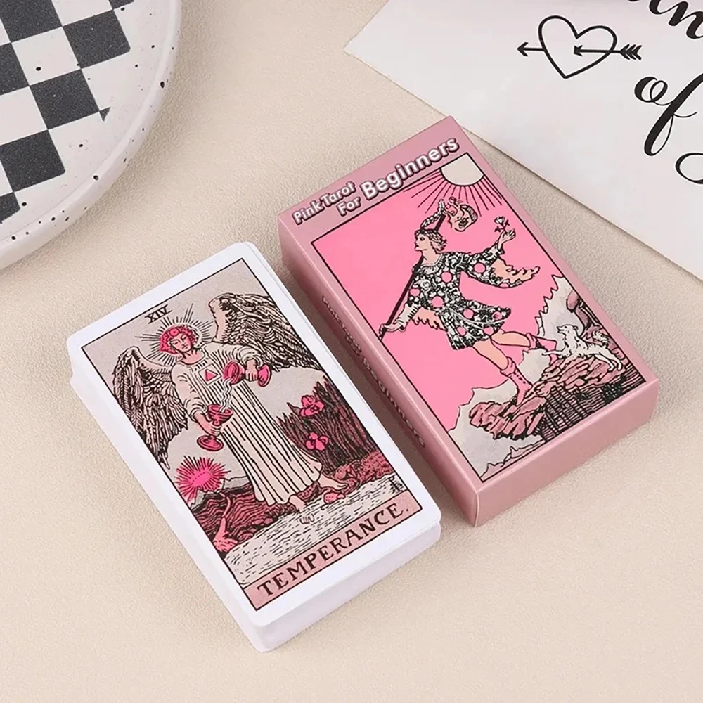 Gioco di carte dei tarocchi Pink Rider per principianti Mazzo di divinazione Versioni inglesi Edizione Oracle Gioco da tavolo da tavolo per la festa
