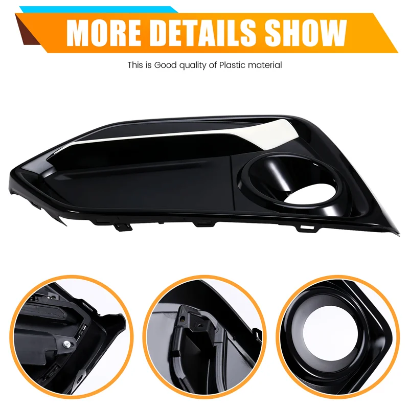 Picture 6: X39A-Left Front Bumper Fog Light Cover Trim Headlights Covers Frame Hole For Honda Civic Type R 2017-2021