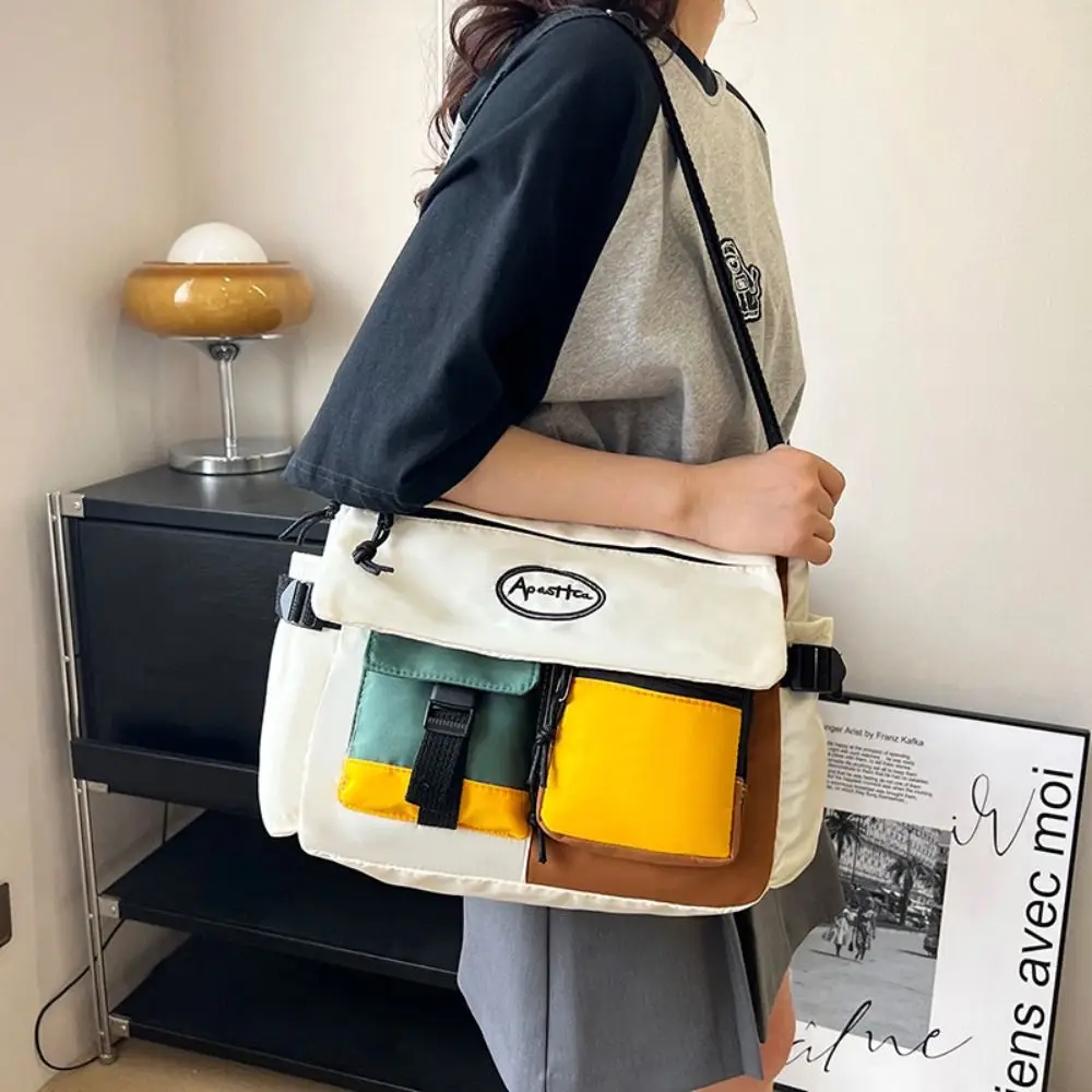 

Nylon Nylon Crossbody Bag Multi Functional Adjustable Strap Harajuku Messenger Bag Large Capacity Japanese Style