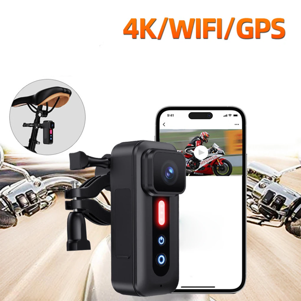 Portable Body Camera Cycling Video Recording Dash Camera 4K Waterproof Bicycles Motorcycles Competition Dash Cam with Tail Light