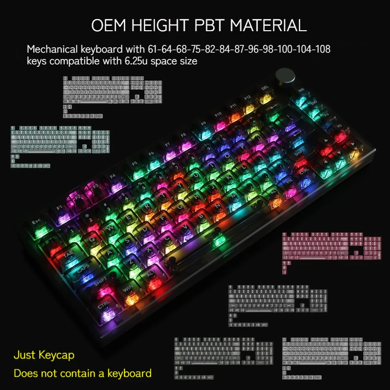 Transparent Fog Keycaps Oem Height Complete Set Of Ball Caps Pc Full Transparent High Transparent Black 75 98 Key Mechanical Key