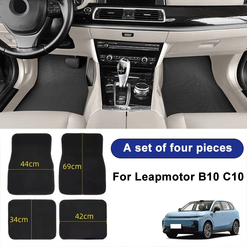

For Leapmotor B10 C10 Car Floor Mats Black Non-Slip 4Pcs Front & Rear Foot Mats Carpets Rugs Auto Interior Accessories