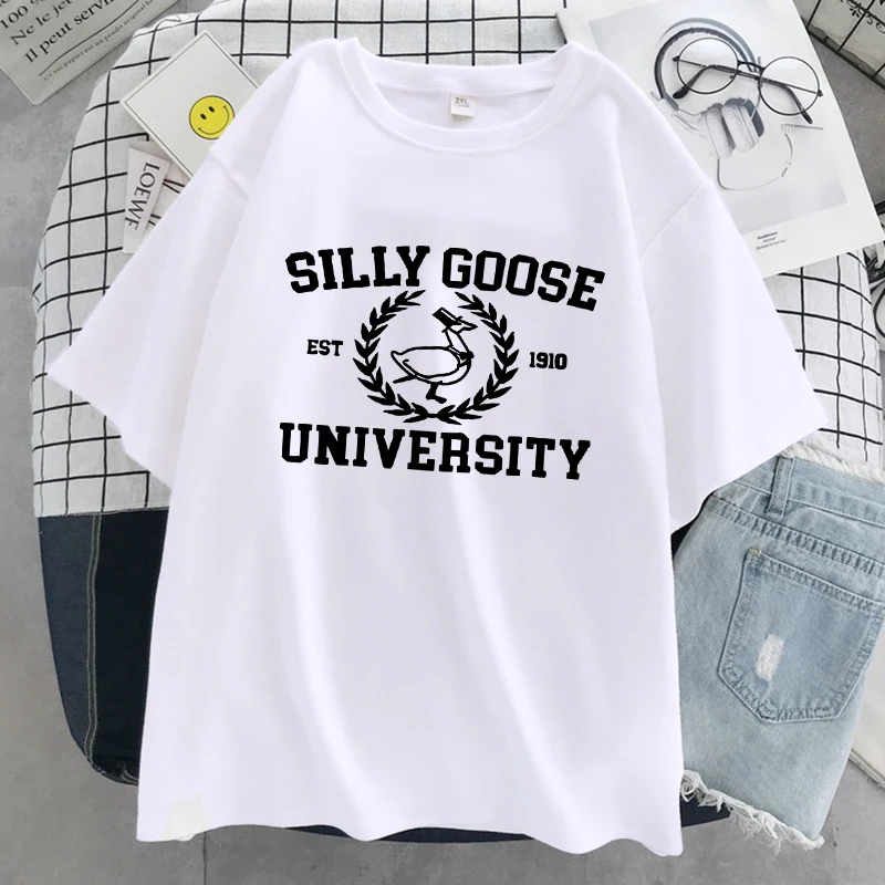 Silly Goose Est 1910 University Women T-Shirts Breathable Casual Tshirt Cartoons Cute Short Sleeve Fashion Sweat T Shirt