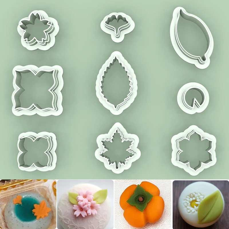 MURMUR Wagashi Cutters, Sakura/Hydrangeas/Maple Leaves/Ginkgo Biloba,Japanese-Style Confectionery,PLA Sweets Cutters