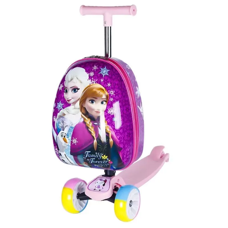 Disney Travel Bags for Children Lazy Trolley Luggage Kids Luggage Cartoon Scooter Fashion Cute Drag Bags and Cabin Suitcase