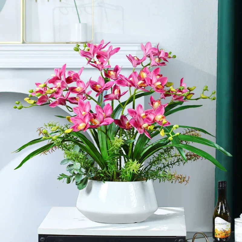 

corner few living room arrangement high-quality Phalaenopsis fake ornament potted decorative flower