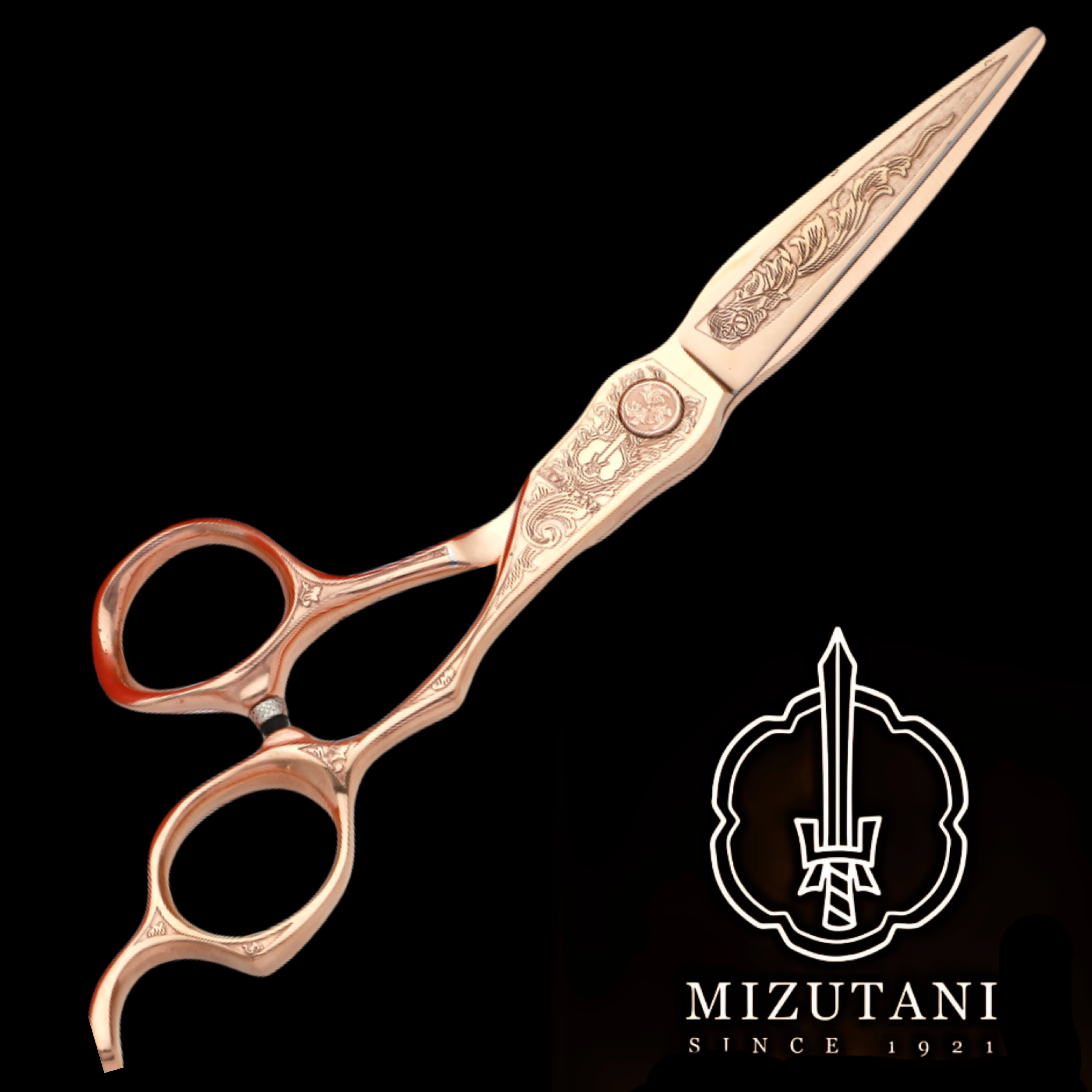 

MIZUTANI 6.0 inch Tungsten Steel Pattern Advanced Scissors Pattern Advanced Rose Gold Scissors Professional Barber Scissors Set