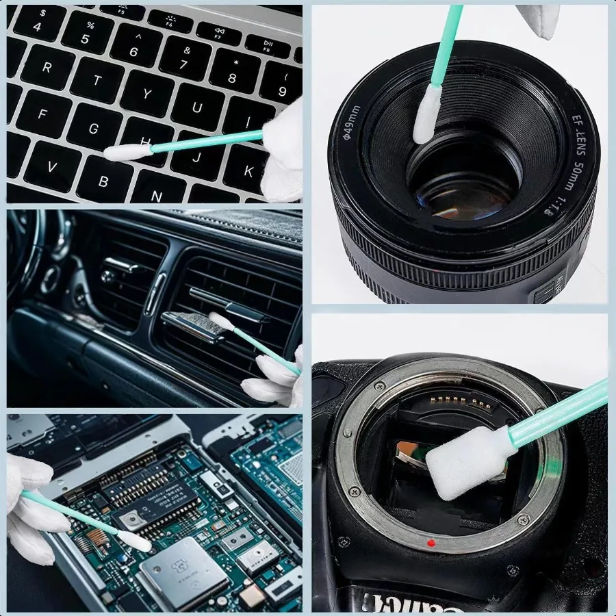 Cleaning Swab Sticks Kit 5 Types 100 Pack MultiPurpose Cleanroom Sponge Stick for Inkjet Printer Optics Lens Camera Arts and Cr