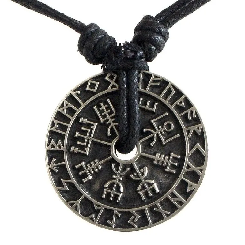 Collar con colgante de brújula y runa vikinga Vintage, amuleto pagano de Metal de alta calidad para hombre, accesorios, collar