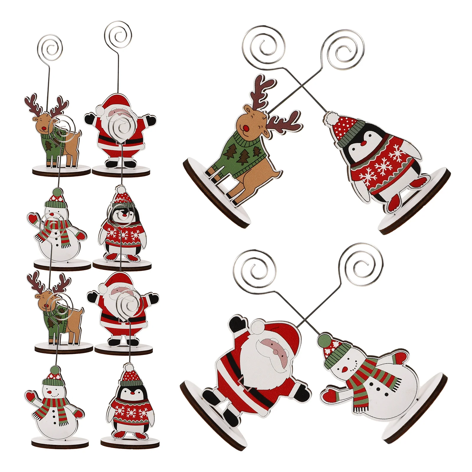 

12 Pcs Christmas Note Holder Xmas Table Decoration Photo Clip Stand Gift Cards Digital Cartoon Memo Menu Elder