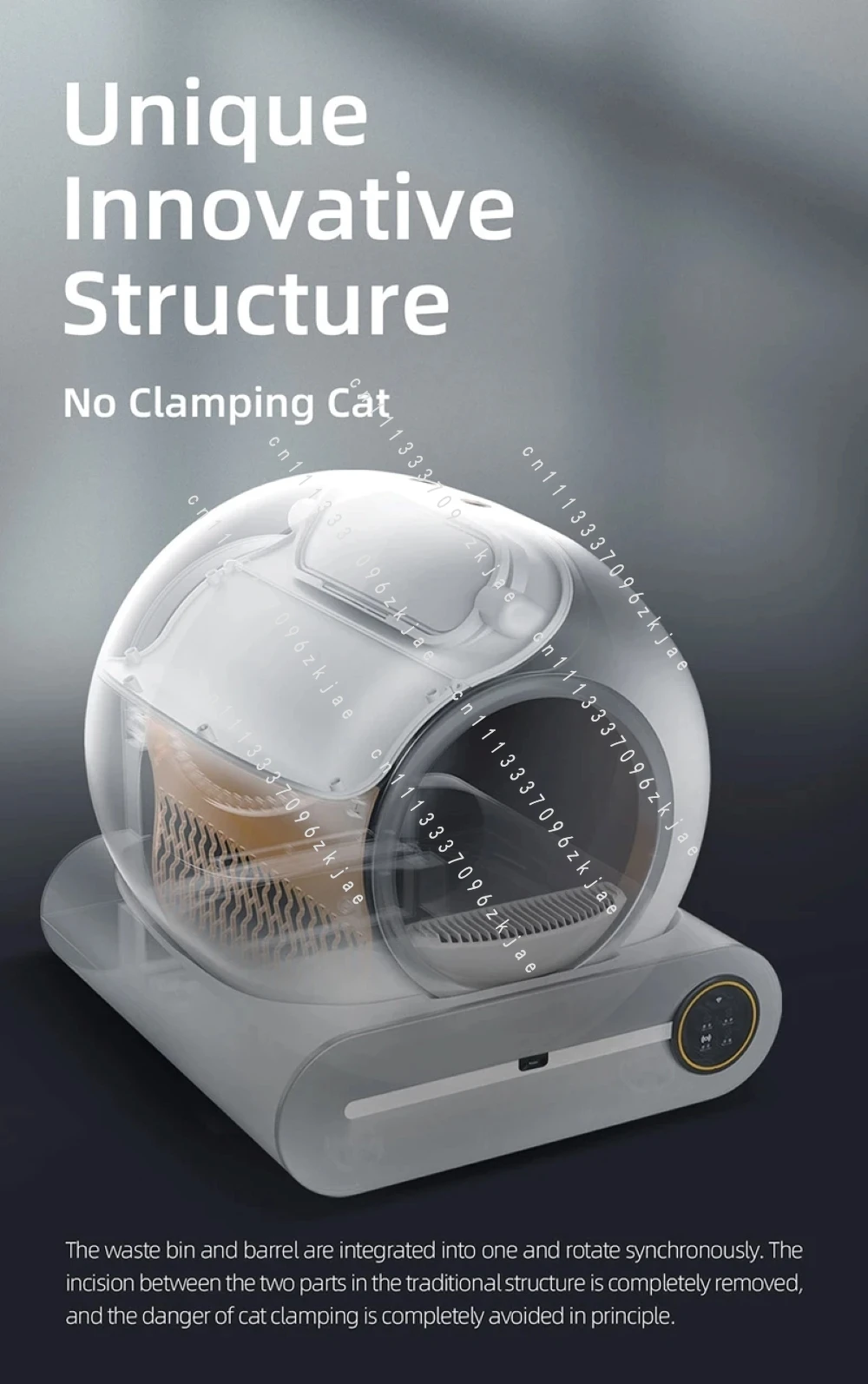 65L Large Space Silent Smart WiFi Cat Litter Box with 9L Trash Automatic Cleaning Fully Enclosed Electric Pet Toilet