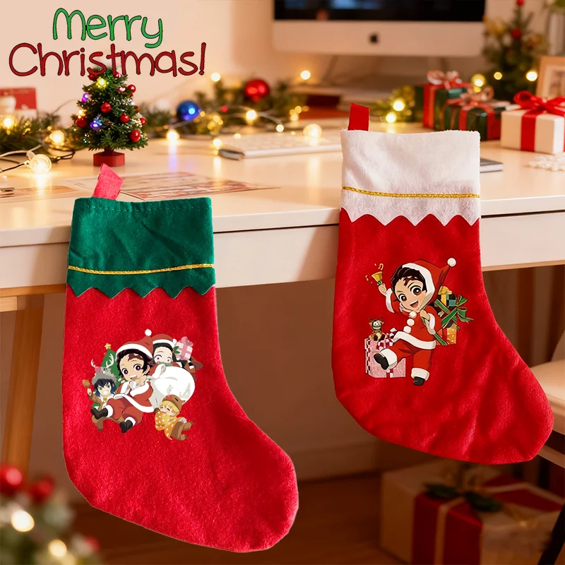 

Demons Slayers Christmas Stockings Anime Print Candy Bag Xmas Home Decoration Socks Navidad Tree Decorate Santa Storage Pockets