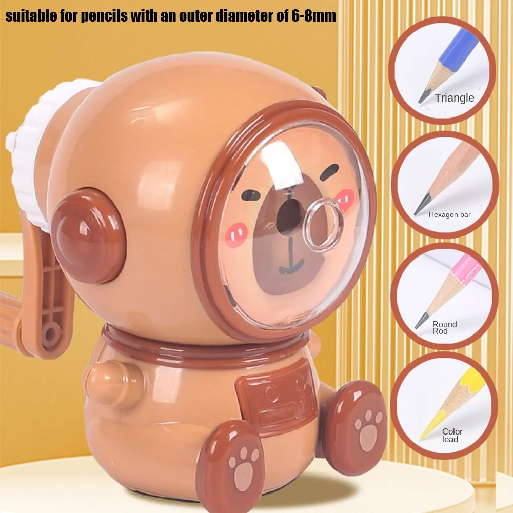 Hand-cranked Capibara Pencil Sharpener Third Gear Adjustable Anti Sticking Lead Pencil Sharpener Automatically Enters Lead
