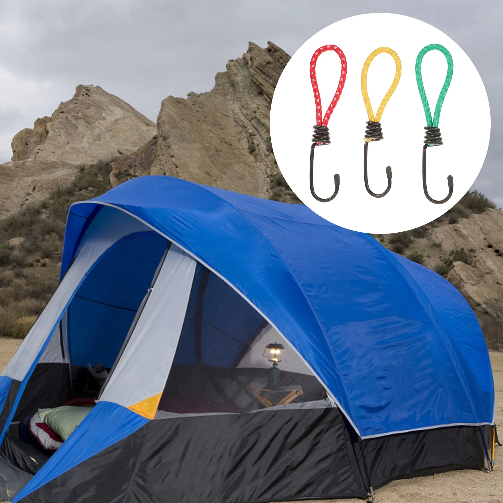 

3 Pcs/Set Tent Rope Buckle Colorful Hook Camping Accessories up Easy-to-use Elastic Fixed Binding Strap Outdoor
