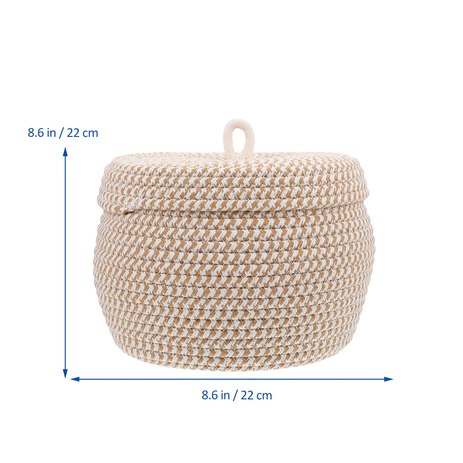 

1pc Woven Storage With Cover Household Cotton Rope Organizer Large Capacity Bedroom Bathroom Sundries Basket Decorative