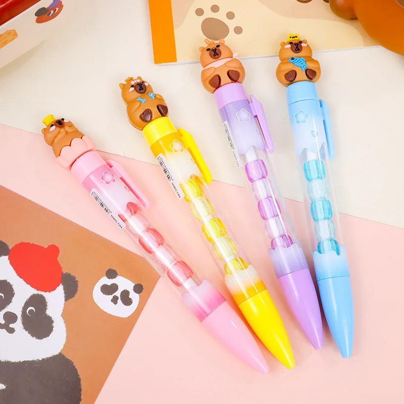 

Cute Capybara Stacking Game Gel Pens 0.5mm Black Ink Quick-Drying Neutral Pen Student Writing Tool for School Office 4Pcs/Lot