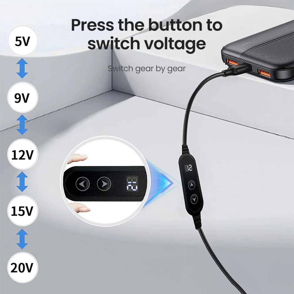 Cable de refuerzo de potencia tipo C a CC 5V/9V/12V/15V/20V 8 adaptadores WiFi a conector de Cable Powerbank para ventilador de módem enrutador Wifi
