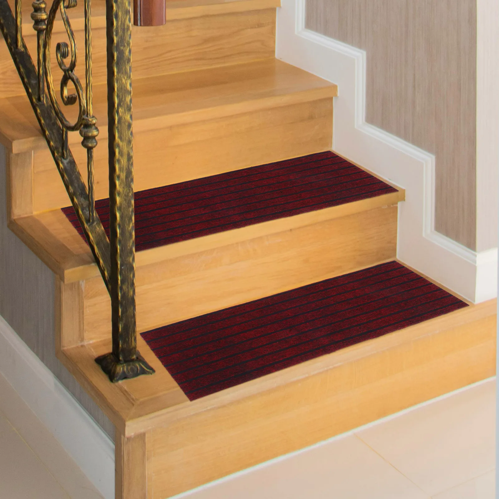 

2 Pcs Non-slip Mat Carpet Peel and Stick Stair Non-Skid Safety Rug Nonslip Treads Indoor Red Rugs