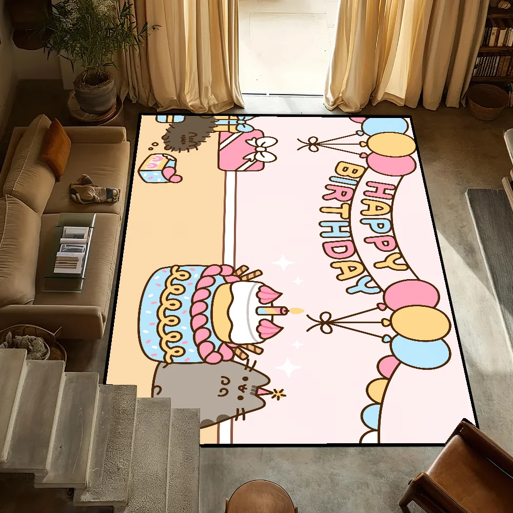 Cartoon P-Pusheens Cute Cats small carpet Bedroom Kitchen Door Bathroom Anti-Slip Living Room Large Carpet Decoration